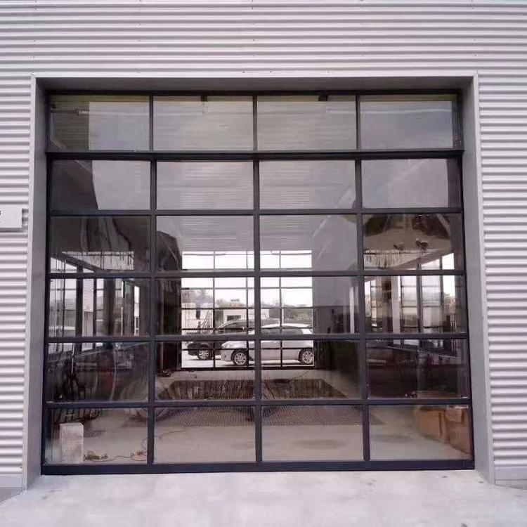 Customized glass panel aluminum frame transparent garage door