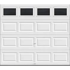 white electric folding 8x7 garage door with top window