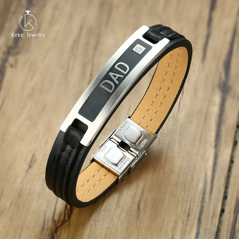 Wholesale European and American inlaid single zircon microfiber leather bracelet BL-513