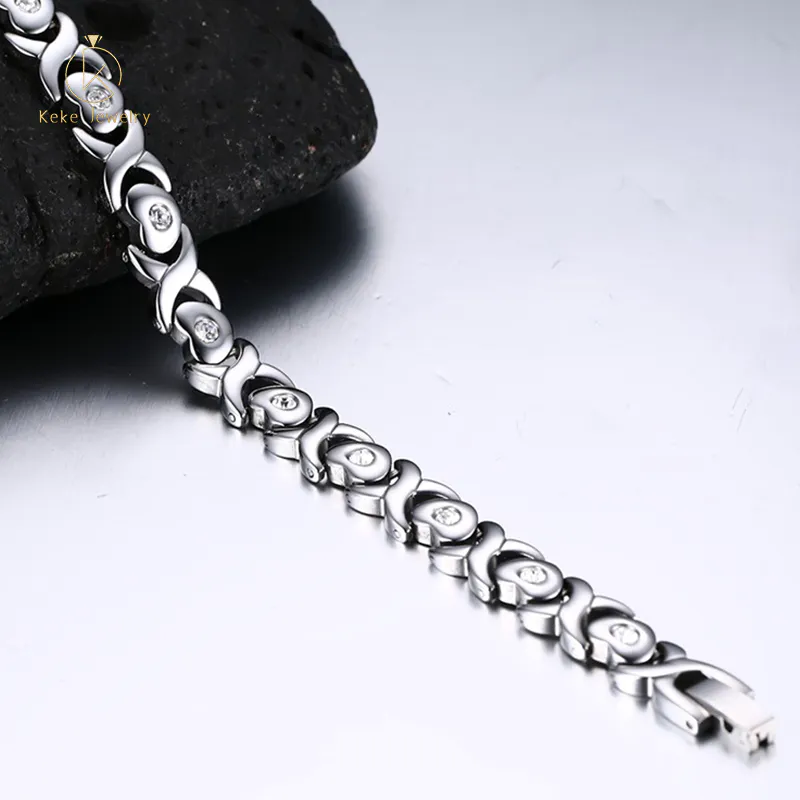 Wholesale High Quality 21CM stainless steel heart-shaped diamond ladies bracelet BR-086