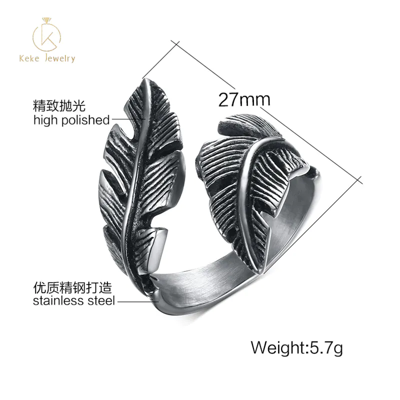 Supplier WholesaleEuropean and American style 27MM stainless steel feather casting open ring RC-293