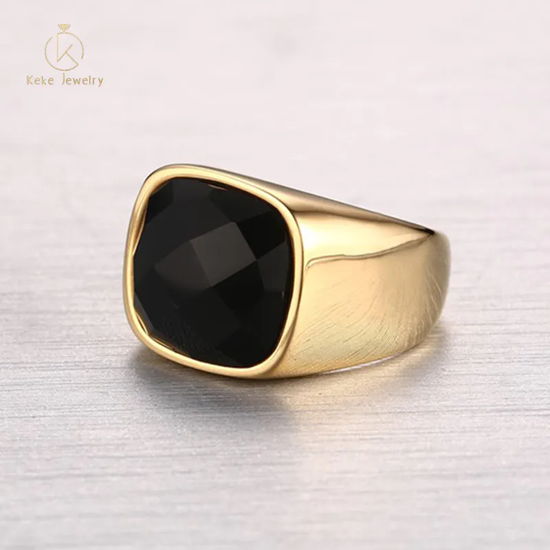 European and American jewelry wholesale stainless steelcustomized agate gold men's ring RC-260