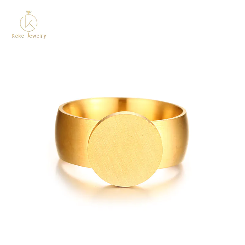 Spot wholesale Titanium steel simple gold ring with engraved patterns RC-393