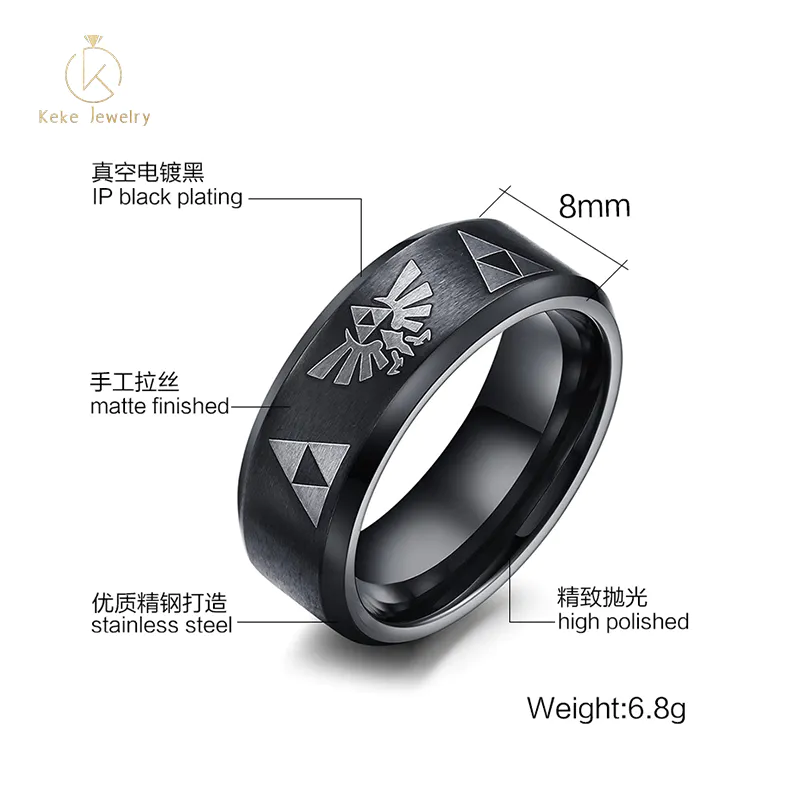 Supplier Wholesale Hot Sale 8mm Stainless Steel Xingyue Design Frosted Silver Ring R-004