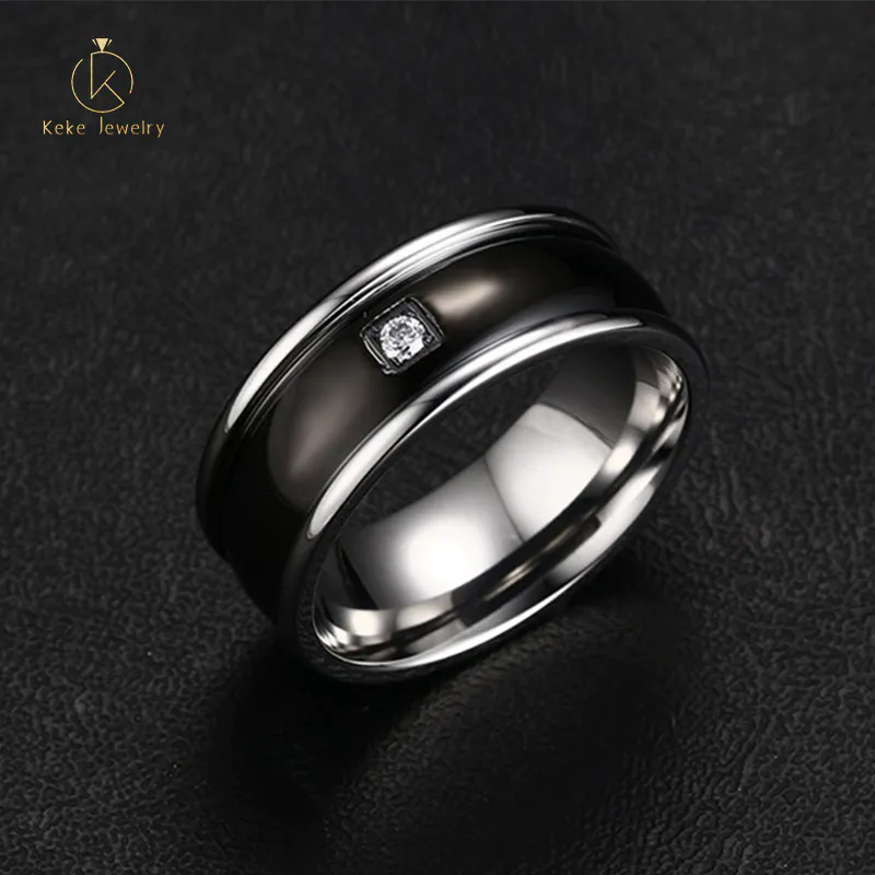 customizable High Quality Black men's ring with zircon R-128