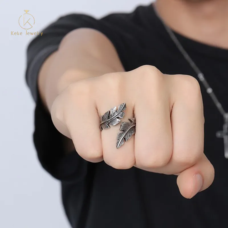 Supplier WholesaleEuropean and American style 27MM stainless steel feather casting open ring RC-293