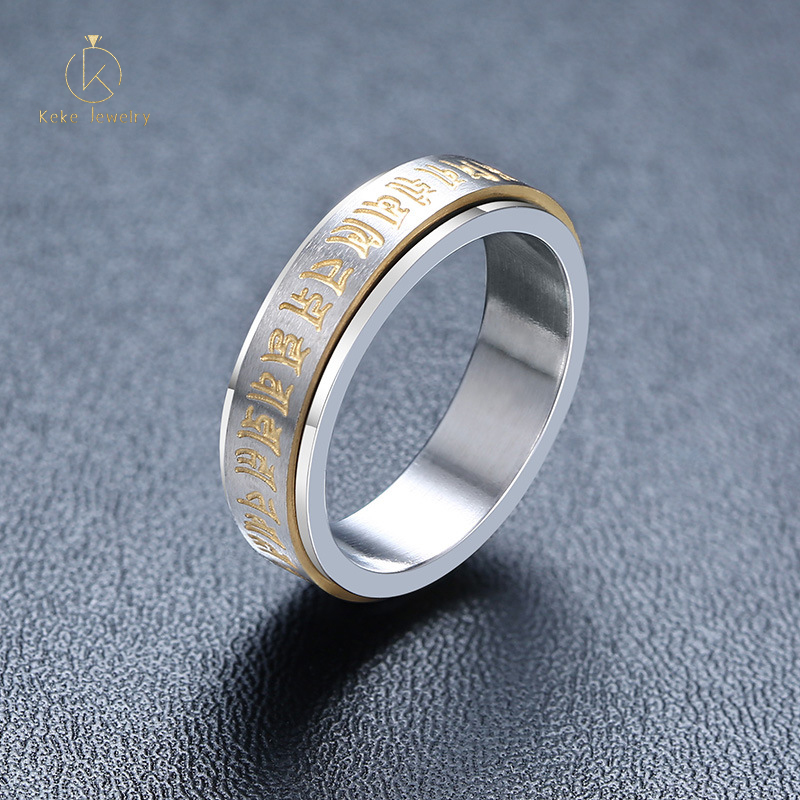 Supplier Wholesale Religious jewelry stainless steel rotatable men's ring wholesale with R-531