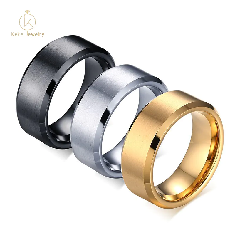 Wholesale Hot Selling Anti-scratch engravable pure tungsten gold men's ring TCR-011