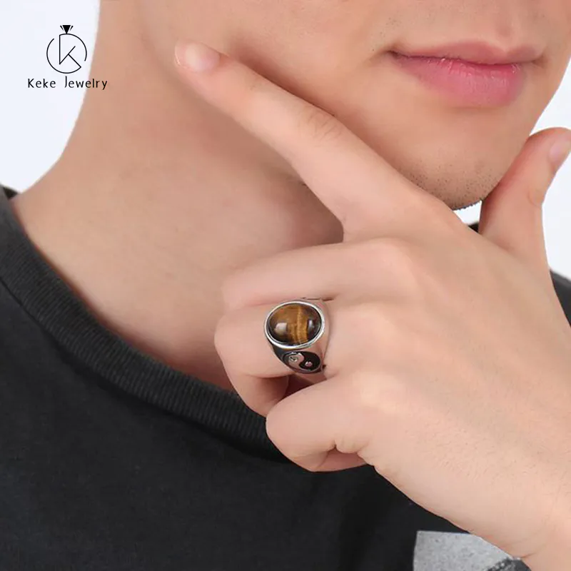 Hot Selling Chinese Style Bagua Religious Elements Titanium Steel Men's Ring RC-364