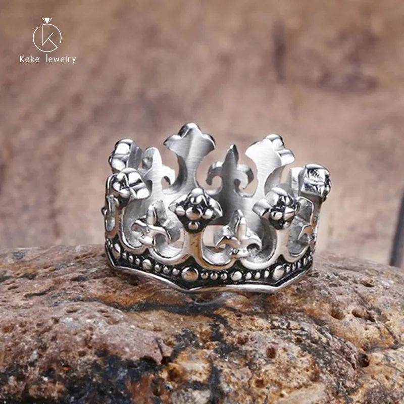 Wholesale High Quality Vintage Stainless Steel Crown Design Casting Ring RC-288