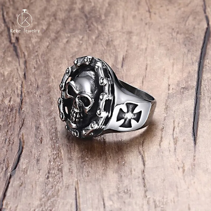 Wholesale Punk style personality classic titanium steel ghost ring fashion skull men's ring RC-296