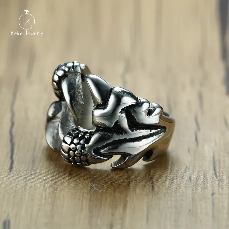 New Product Wholesale 12MM Vintage Dragon Claw Ring Stainless Steel Claw Casting Men's Ring RC-391