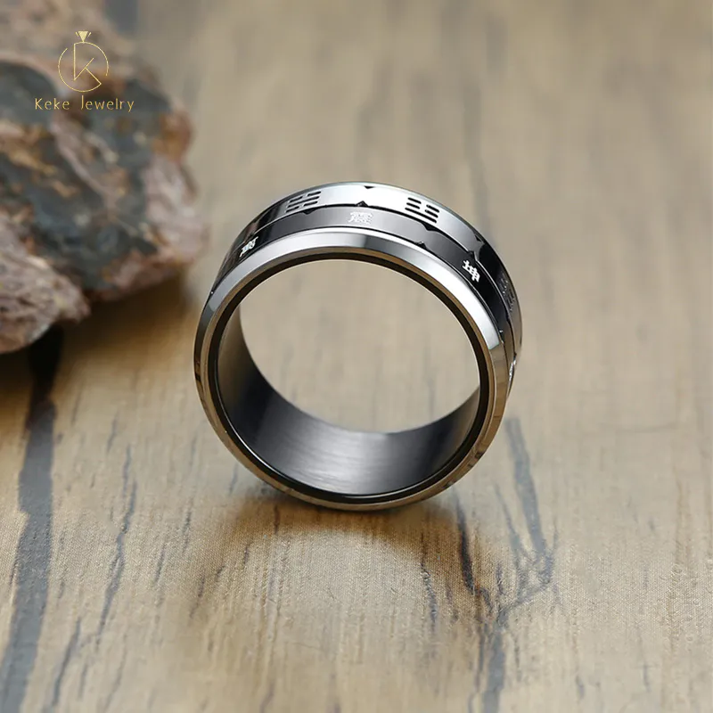 Factory direct sale six-character mantra men's silver ring R-109