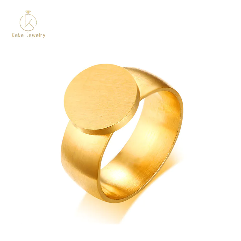 Spot wholesale Titanium steel simple gold ring with engraved patterns RC-393