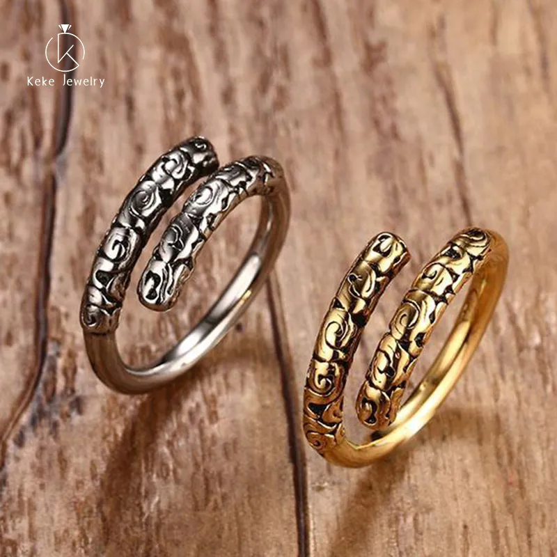 Journey To The Monkey King Golden Rod Casting Stainless Steel Opening Men's Silver/Gold Ring RC-247