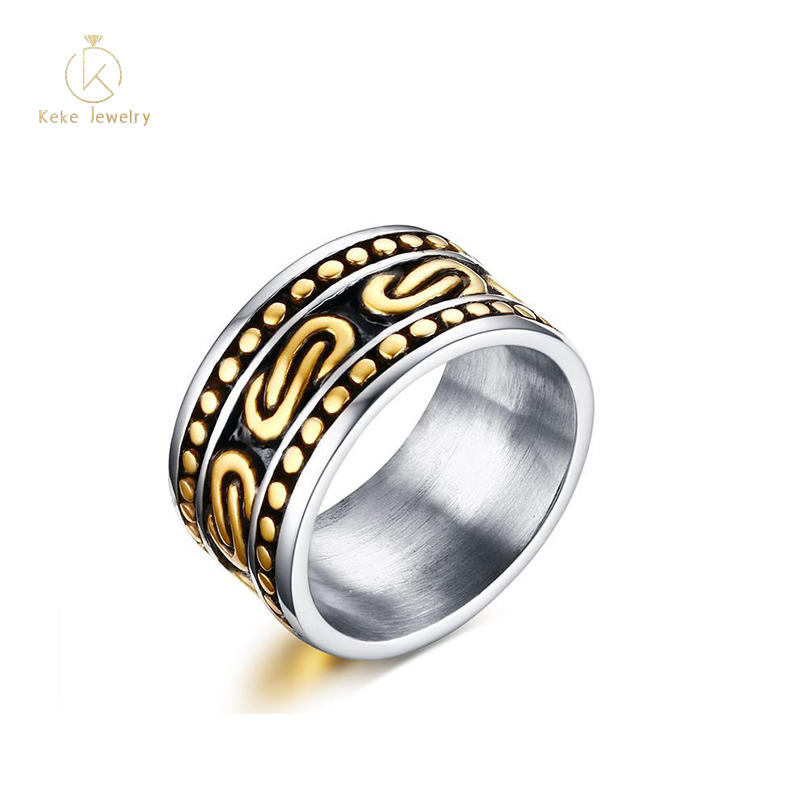 Wholesale 15.5MM Stainless Steel Casting Ring Steel And Gold Men's Ring RC-348