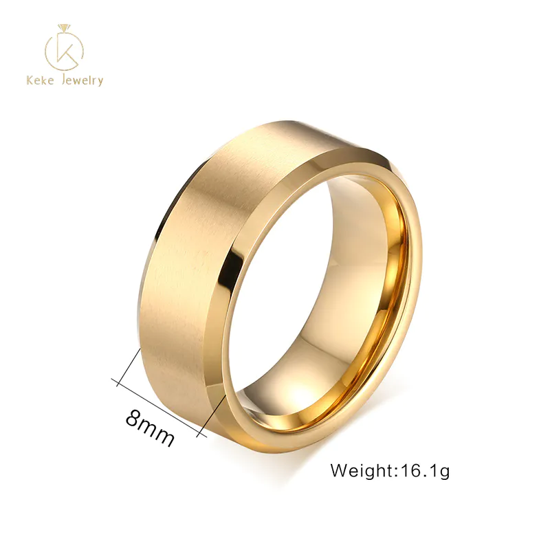 Wholesale Hot Selling Anti-scratch engravable pure tungsten gold men's ring TCR-011