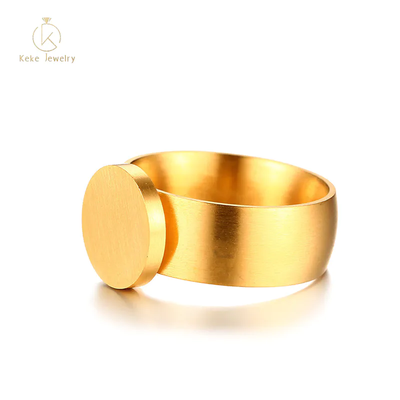 Spot wholesale Titanium steel simple gold ring with engraved patterns RC-393