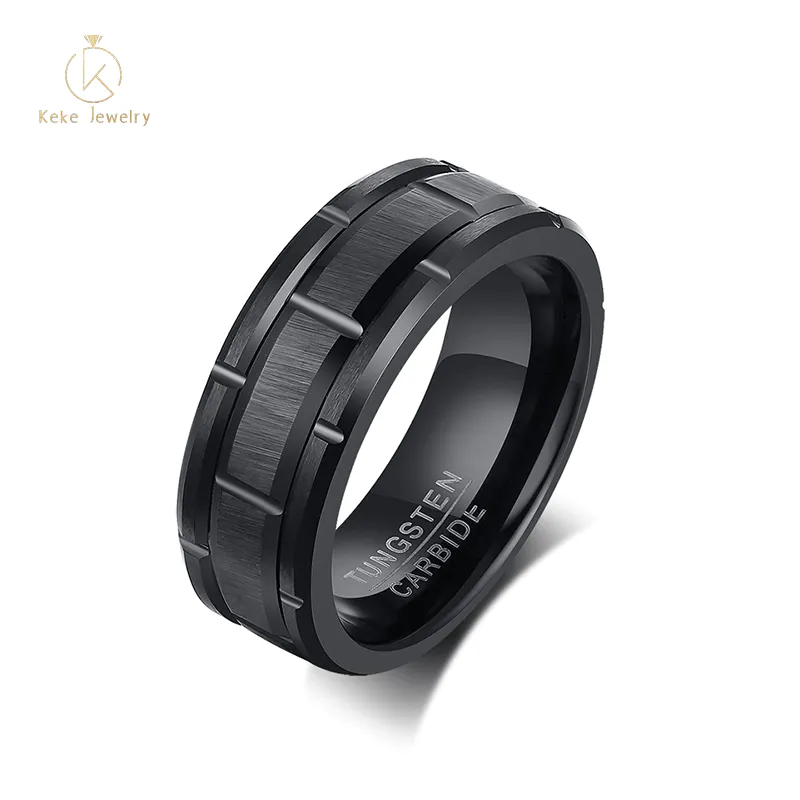 Wholesale appearance of beautiful Tire element design tungsten steel black men's ring TCR-094