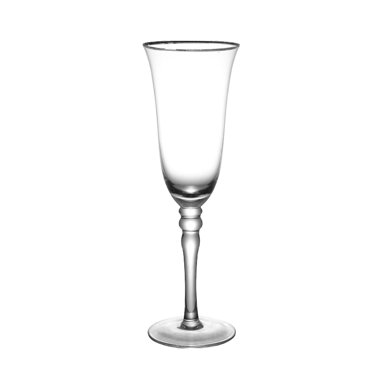 European Style 210ml Red Wine Glass Crystal with Gold Rim