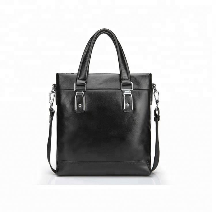 GF-B021 2020 Black Genuine Leather Tote & hand bag with shoulder strap for men