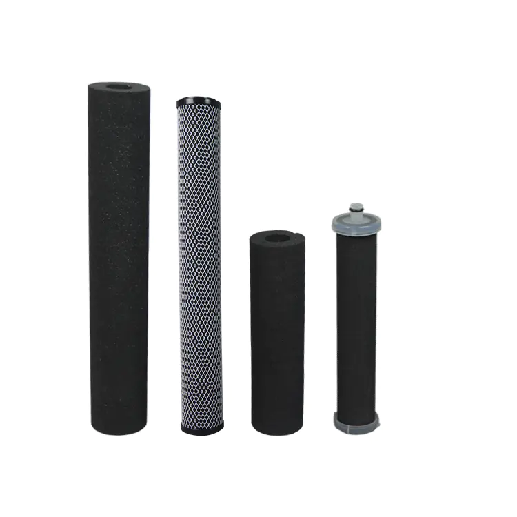 High adsorption rate plastic connector activated carbon 5 micron cto carbon block filter cartridge with carbon fiber filter