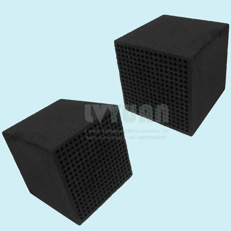 Multi Porous Square Cube Design Activated Block Carbon Honeycomb Sintered Carbon Filter Cartridge for 10 20 Microns Air/Liquid