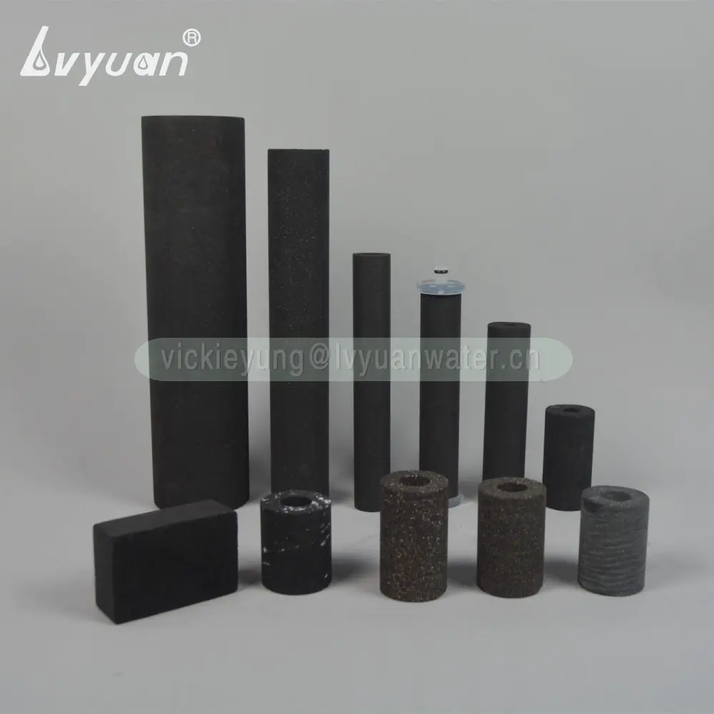 Cylinder & brick shaped 1/5/10/25 micron activated carbon water filter for drinking water dispenser filter system