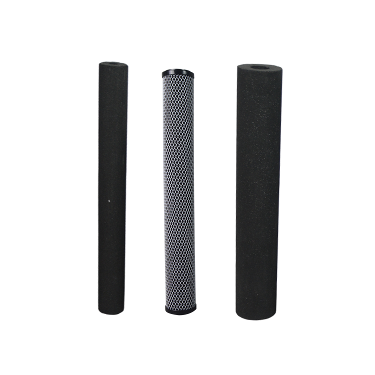 Post activated carbon filter series 10 micron sintered carbon water cartridge with block filter rod design