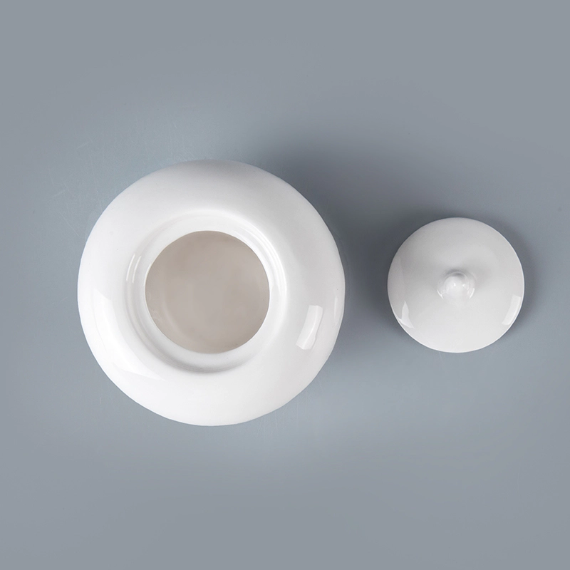 Wholesale ceramics tableware factory hot sale restaurant use dinner sets plain white porcelain sugar bowl with lid