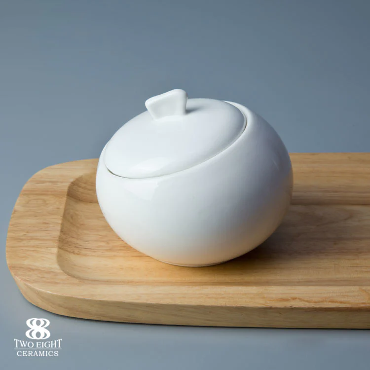 2017 Hot selling china porcelain white ceramic sugar canister