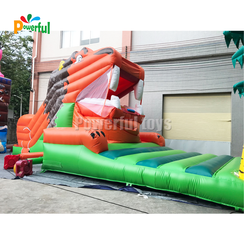 Outdoor commercial funny inflatable lion slide inflatable snappy lion dry slide for sale