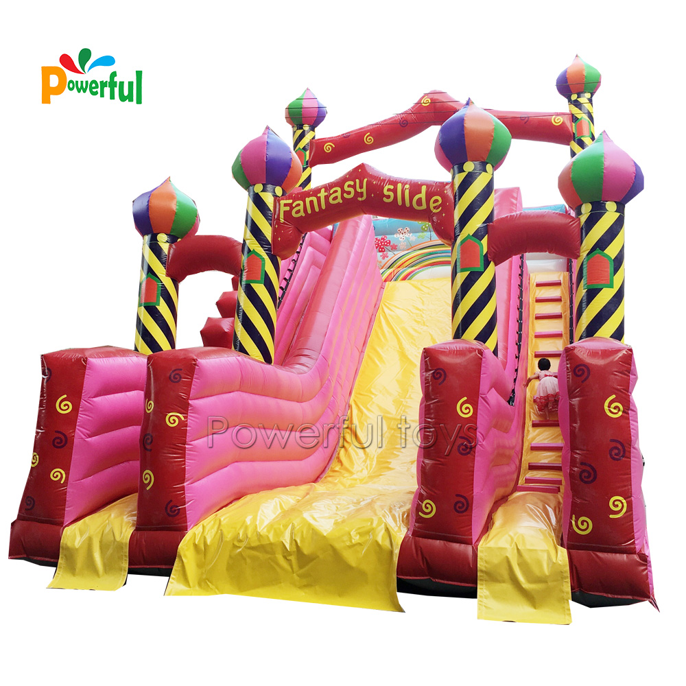 inflatable slide aladdin with obstacle jumping areas for kids