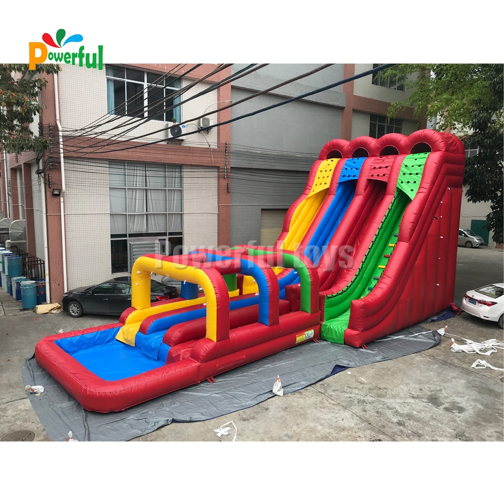 Funny Outdoor Water Slides Rainbow Inflatable Slide Colorful Blow Up Pool Water Slides