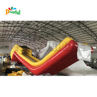 Yellow inflatable water yacht slide houseboat slide with net