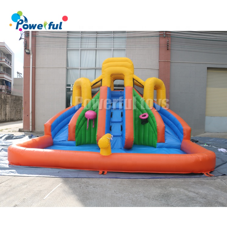 Inflatable outdoor bouncy slide inflatable slide with water pool