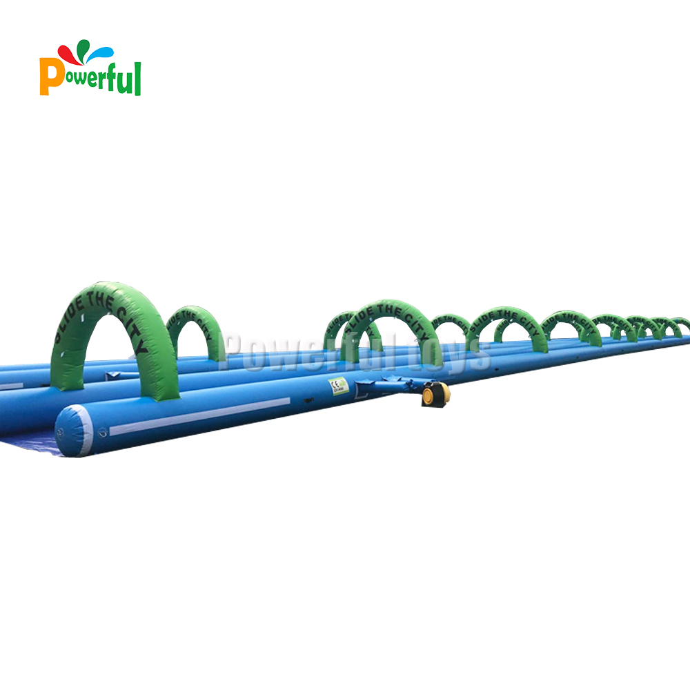 Customized 120m+ long size giant inflatable slip n slide with arches