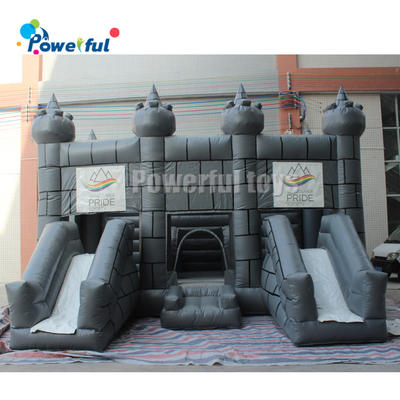 Big inflatable castle, double slides bouncer for park