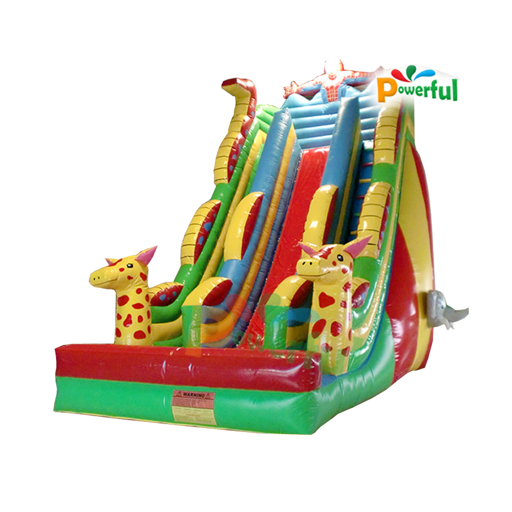 New style giraffe themed commercial inflatable slide for kids outdoor bouncy castle slide for sale