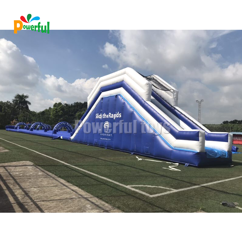 Custom curved blow up water slide inflatable slip and slide with ramp