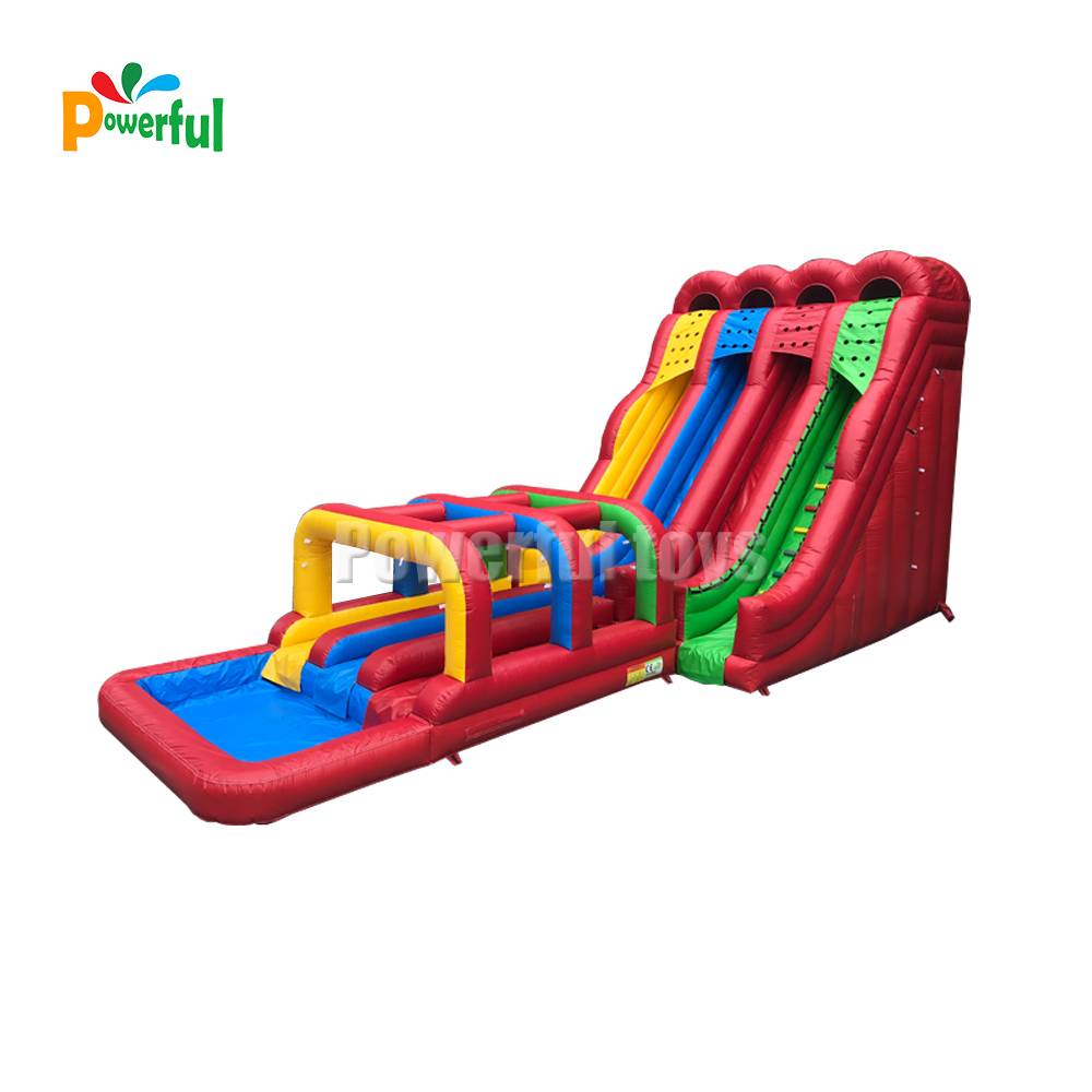 Giant double lanes inflatable rainbow colorful slide for party rental