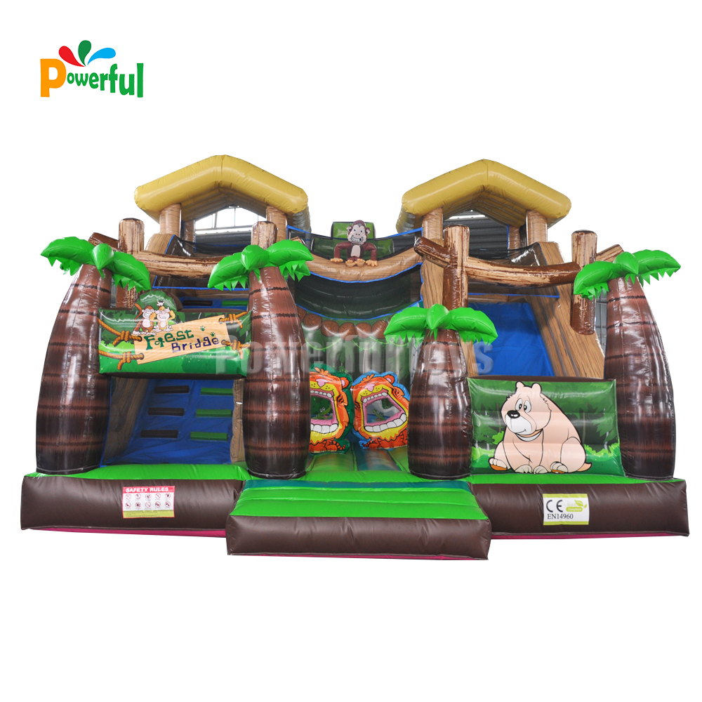 Customized jungle slide inflatable bounce jumping cartoon slide for sale