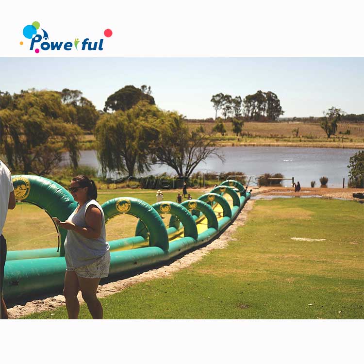 Customized inflatable water slip long city slide summer for outdoor water game