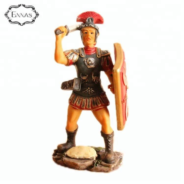 Roman custom size resin warrior statue with shield and spear