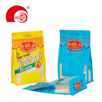 Custom Printing Food Packaging Plastic Bag Box Bottom Custom Ziplock Bags with Window