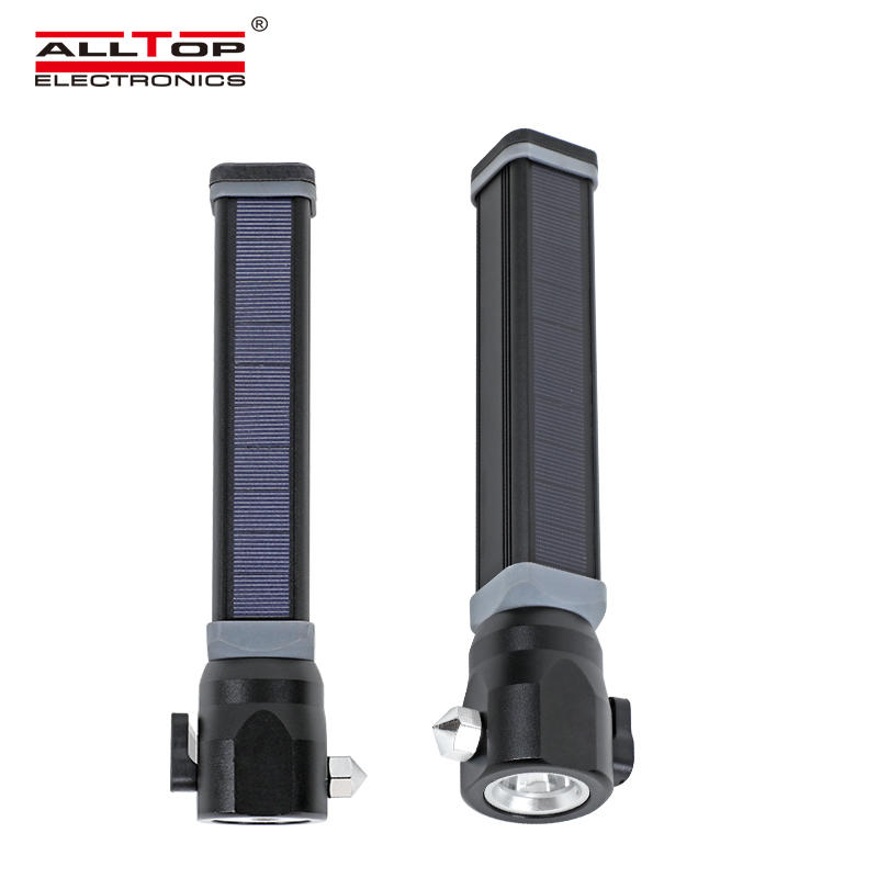 ALLTOP Multipurpose aluminium waterproof military camping USB rechargeable solar LED flashlight