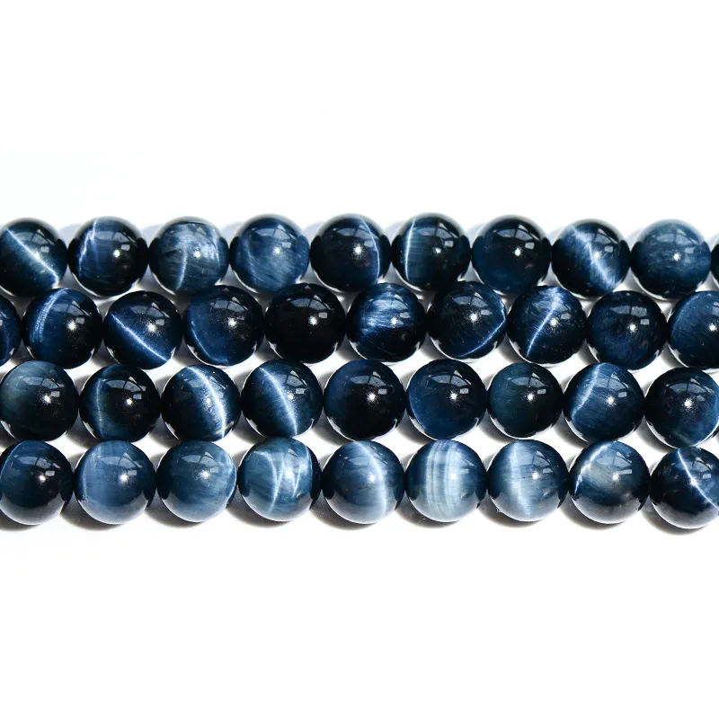 Aaaaa Natural Stone Blue Tiger'S Eye Round Beads For Jewelry Making With Vergulde Sieraden