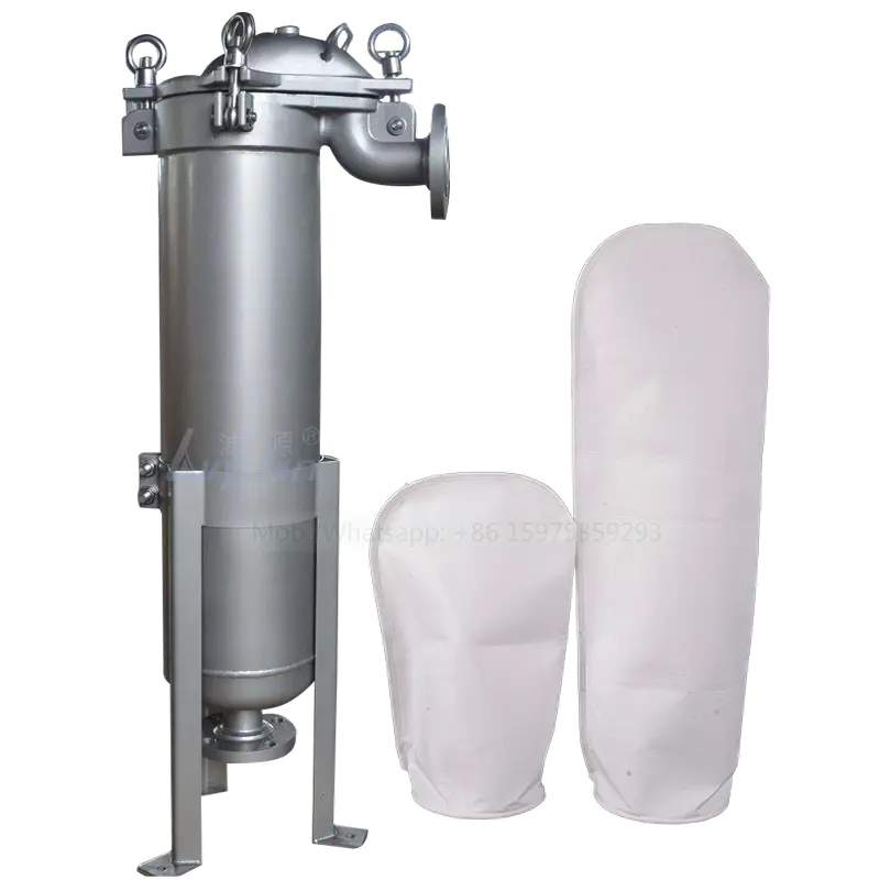 Industrial beer/juice/oil/liquid treatment SS 304 316L aqua bag filter vessel with 5 microns stainless steel bag water filter