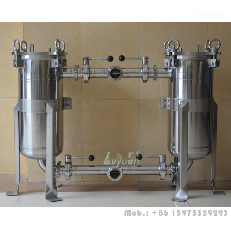 Water oil treatment SUS304 316L stainless steel 5 bag filter housing with 7x32 inch PP PE bag wate filter element 20 microns