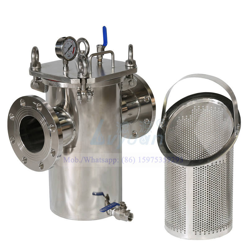 DN50 DN80 flange connection stainless steel SS304 316L single basket handle water filter housing for pre sediment filtration